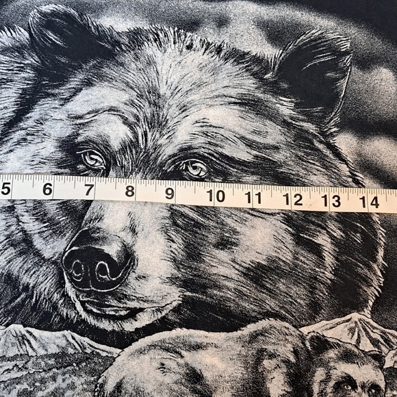 Bears in Wilderness  Men's Short Sleeve Graphic T-shirt Black White Size Medium - Picture 9 of 11